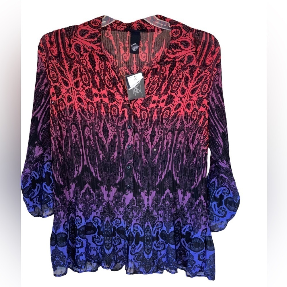 NWT- Liz & Me Multi color sheet blouse- tunic. Size 1X - Picture 6 of 9